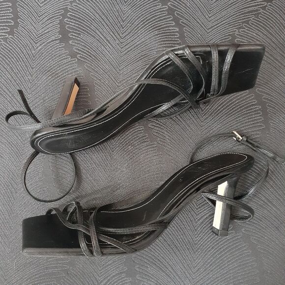 Zara 100% Leather Black Strappy Women's Sandals - Picture 11 of 16